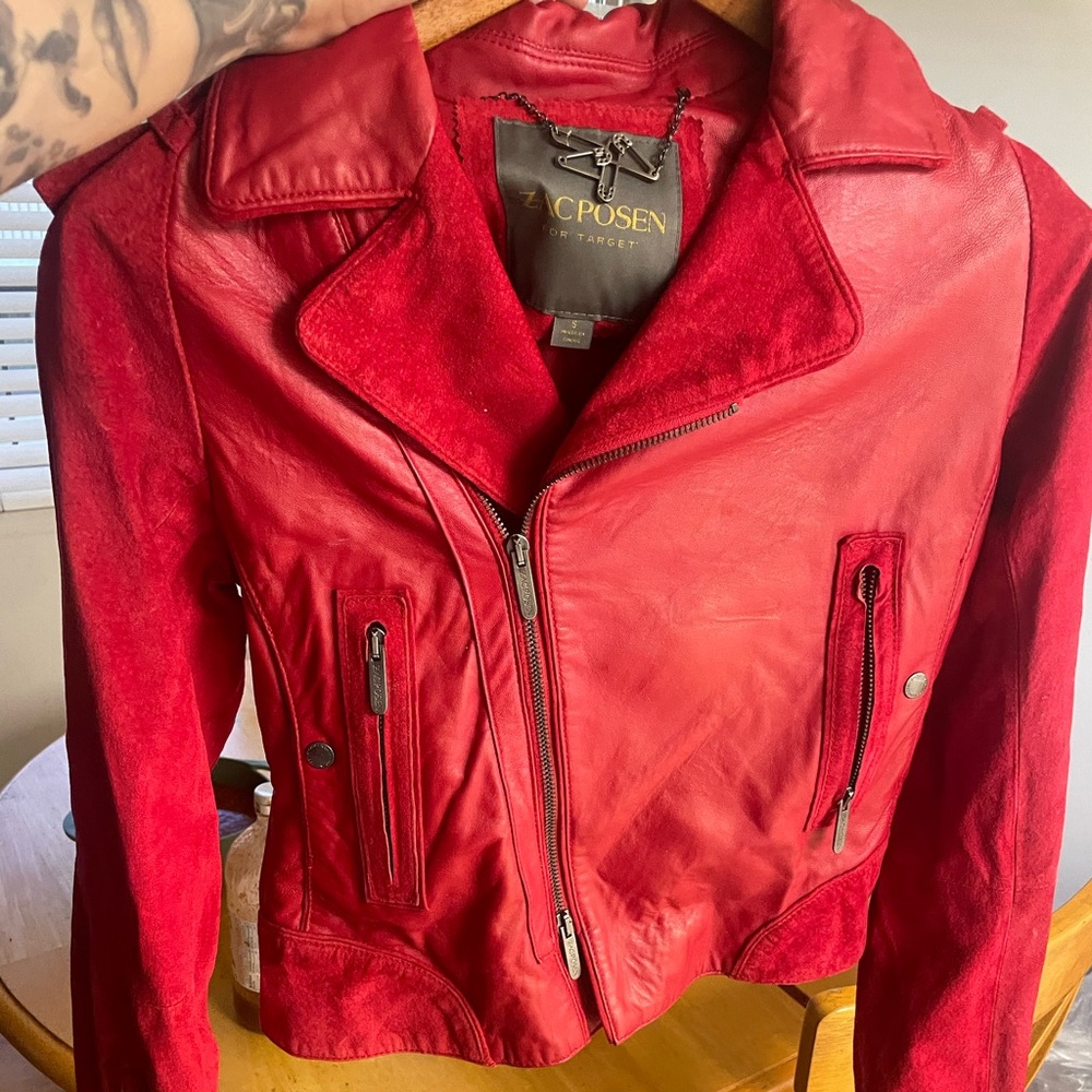 Zac Posen Vibrant Red Leather Jacket